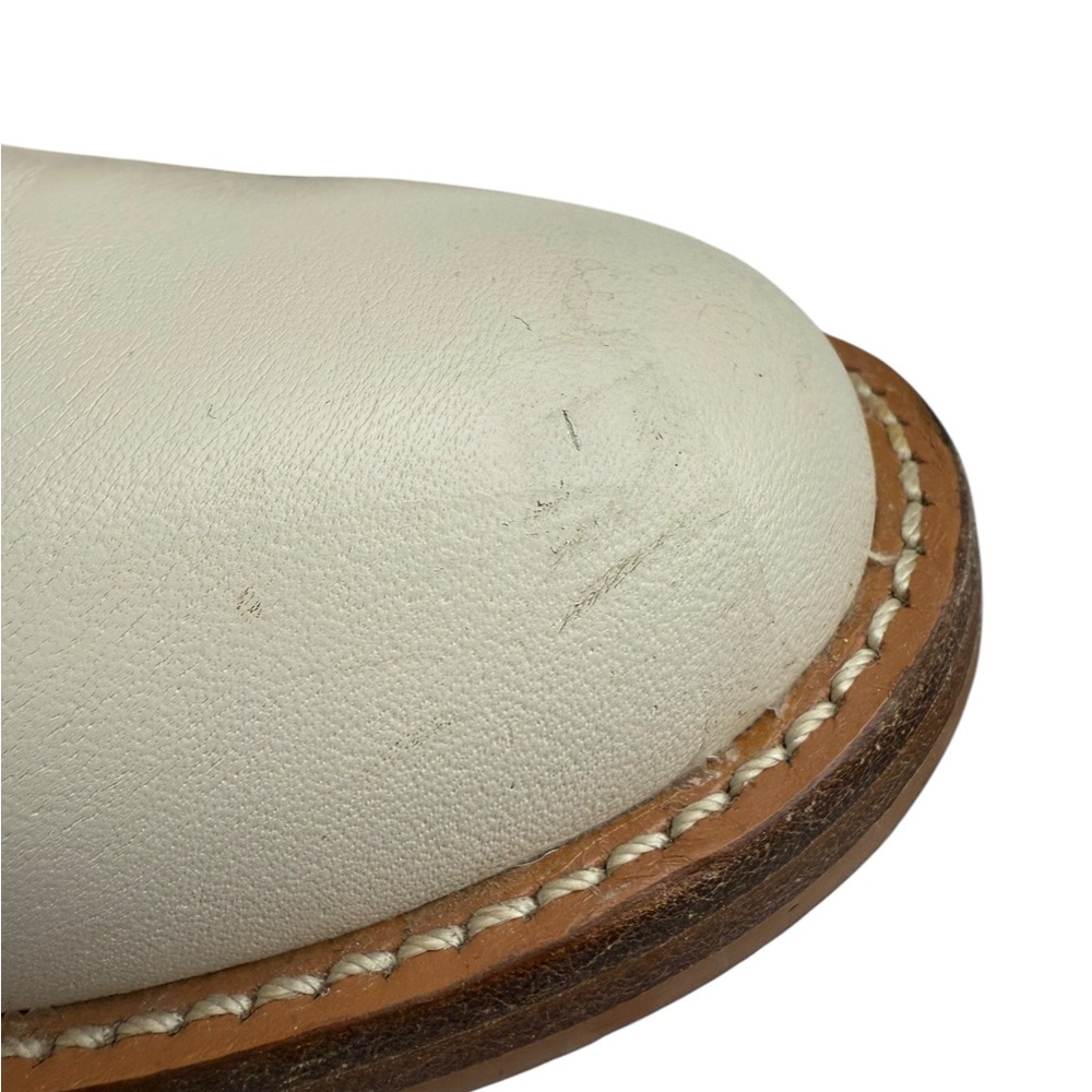 J. Crew Leather Boot Frye Style Size 7.5 ivory stacked heel - Picture 8 of 16
